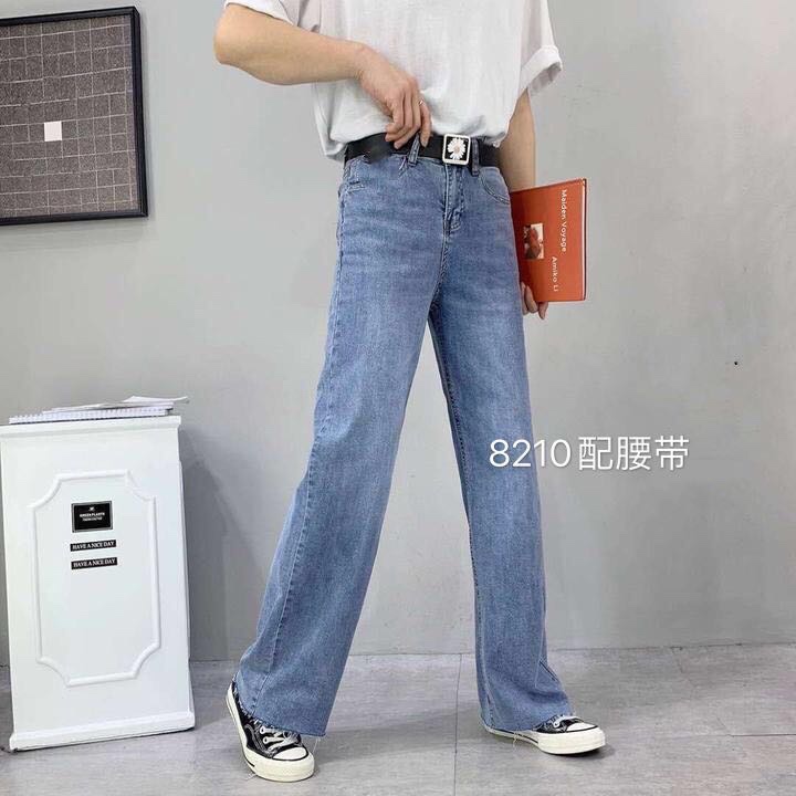 High waist jeans for women in autumn and winter loose slim straight tube wide leg pants hyun Style dark blue mop pants 27 thumbnail