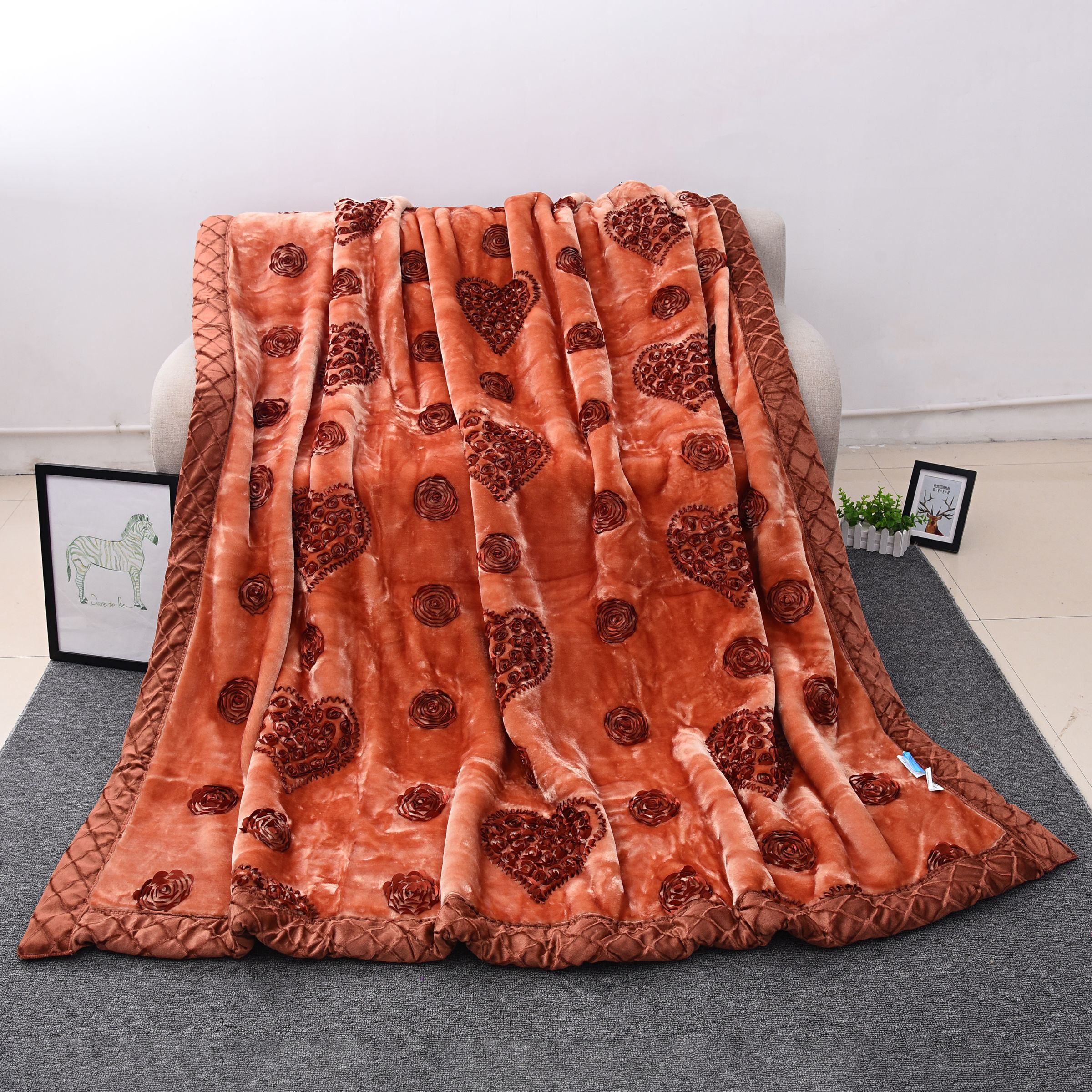 家丽百合6D新款绣花毛毯床上用品 厂家直销详情图1