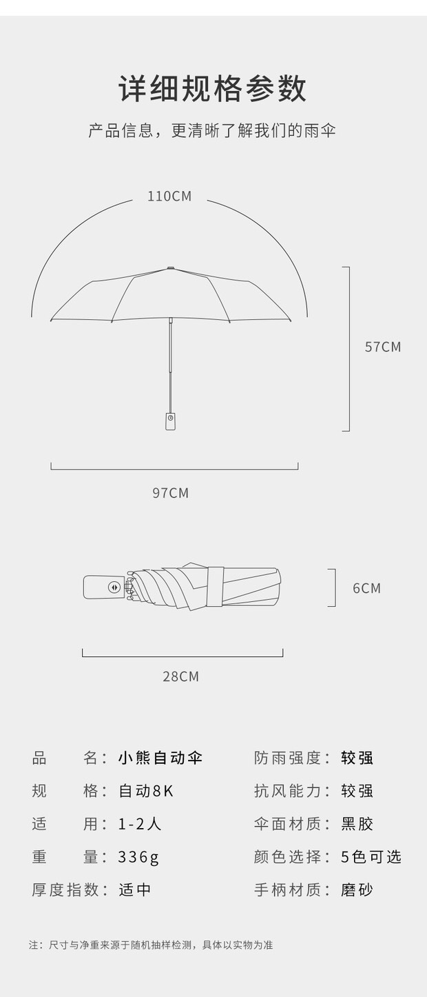 千家旺布朗熊 水果全自动三折黑胶太阳伞防紫外线小清晰卡通晴雨伞女学生伞1002白底实物图