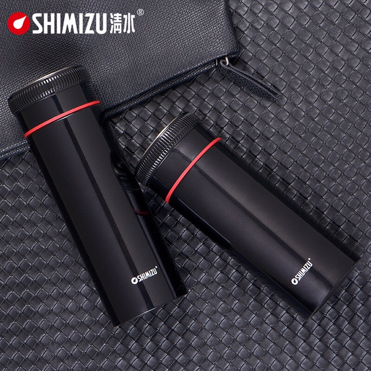上海清水SM-6981-042 420ml 304不锈钢男女士商务泡茶直身杯创意设计真空保温杯