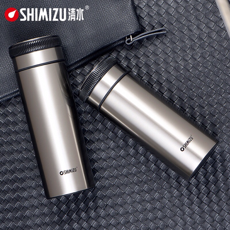 上海清水SM-6981-048 480ml 304不锈钢男女士商务泡茶直身杯创意设计真空保温杯