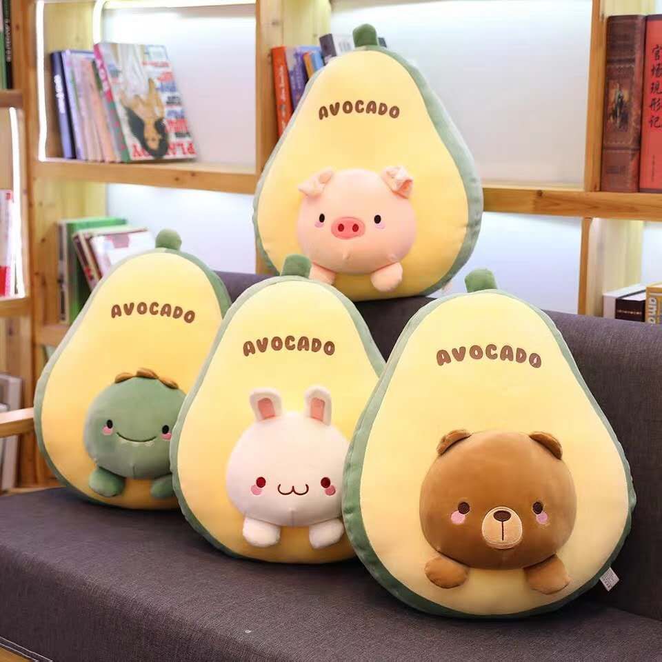 New 30cms avocado pillow cuddly children's toys pillow sleeping comfort pillow super soft short pile bear pillow PP cotton filled pink Piggy clever rabbit down cotton pillow thumbnail