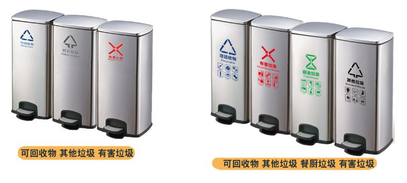 不锈钢垃圾分类脚踏垃圾桶室内办公室双桶连体大号干湿垃圾桶详情图9