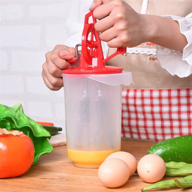 Egg beater, kitchen stirrer, hand-cranked semi-automatic stainless steel egg beater, double-head egg beater, factory direct sales details Picture