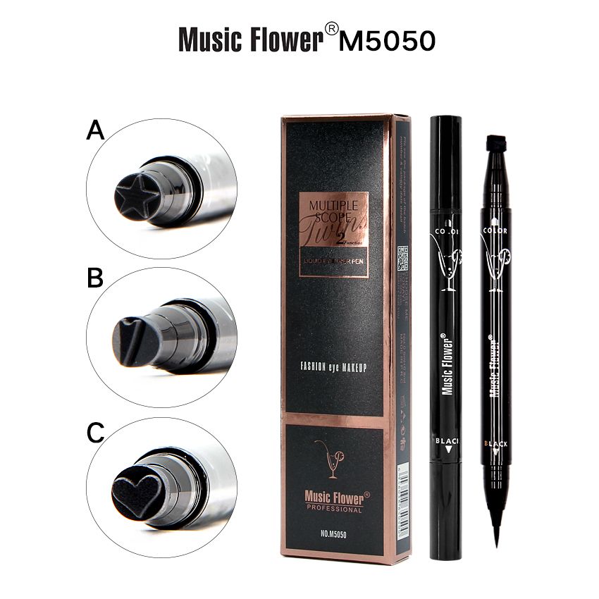 新款防水防晕染抗摩擦眼线笔批发 创意双头印章眼线笔二合一M5050