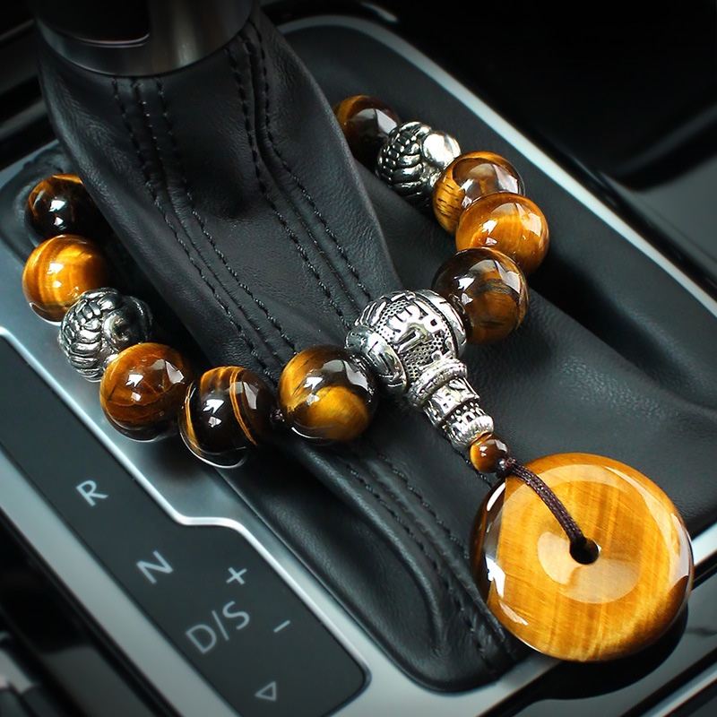 Tiger's Eye stone peace pendant