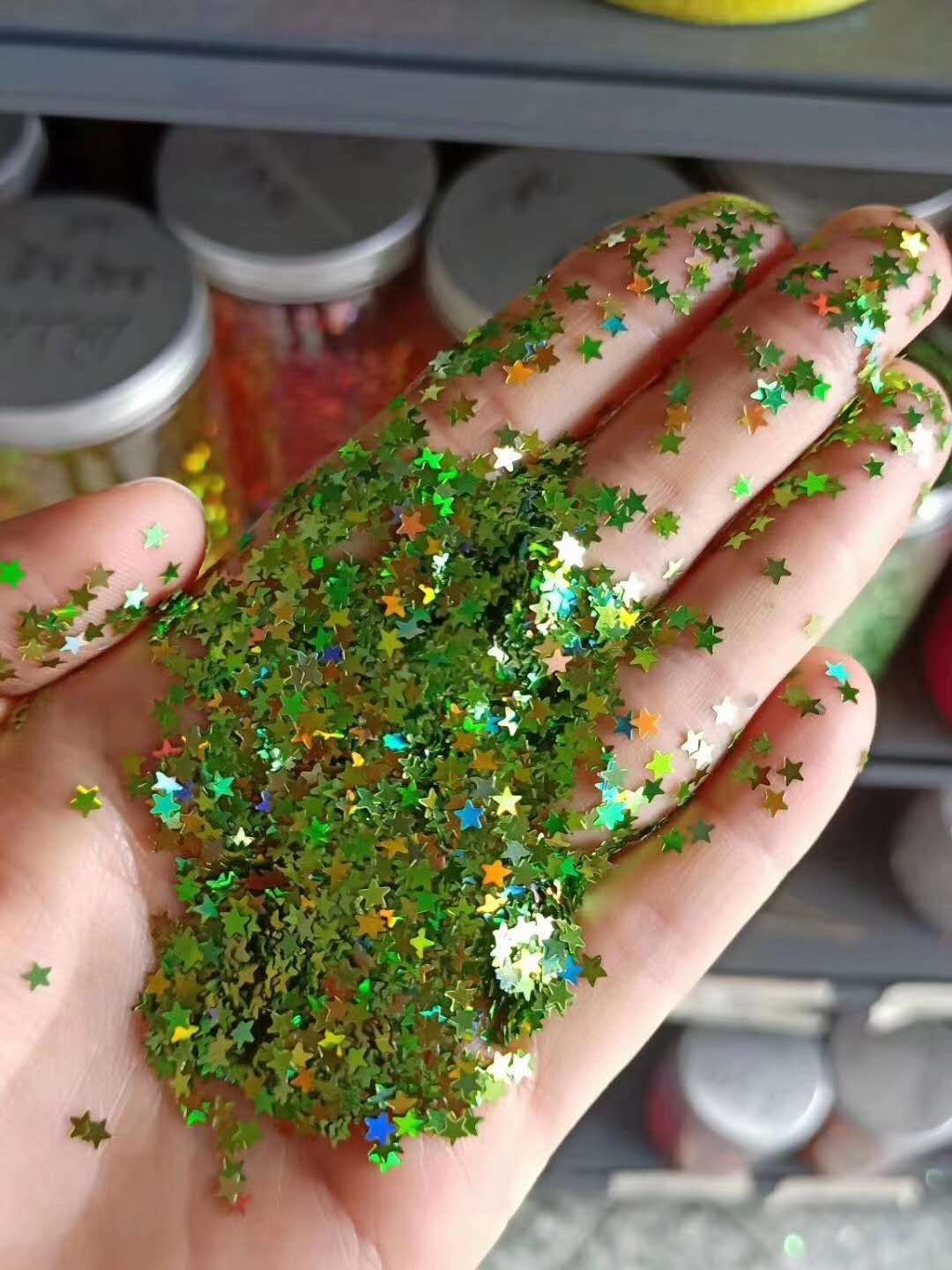 Green Five-Pointed Star ⭐ Various Styles, Colors Gold Onion Powder Beads Sequins Hot Pieces Clothing Accessories Packaging Decoration Specification drawing
