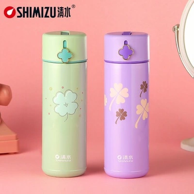 Shanghai Clear Water SM-6641-038 380ml 304 Stainless steel ladies creative four leaf clover tote vacuum thermos cup thumbnail