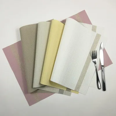 Simple Western Placemat European Pvc With Gold Wire Stripes Placemat Teslin Hotel Thickened Insulated Placemat In Stock