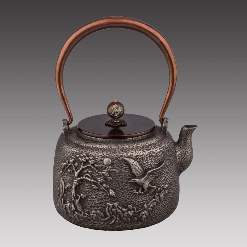 Old Teapot Old Iron Pot Relief Iron Pot Pure Hand-Made Iron Pot Copper Cover Copper Pot Teapot Enamel Tea Craft Set Manufacturers Direct Wholesale