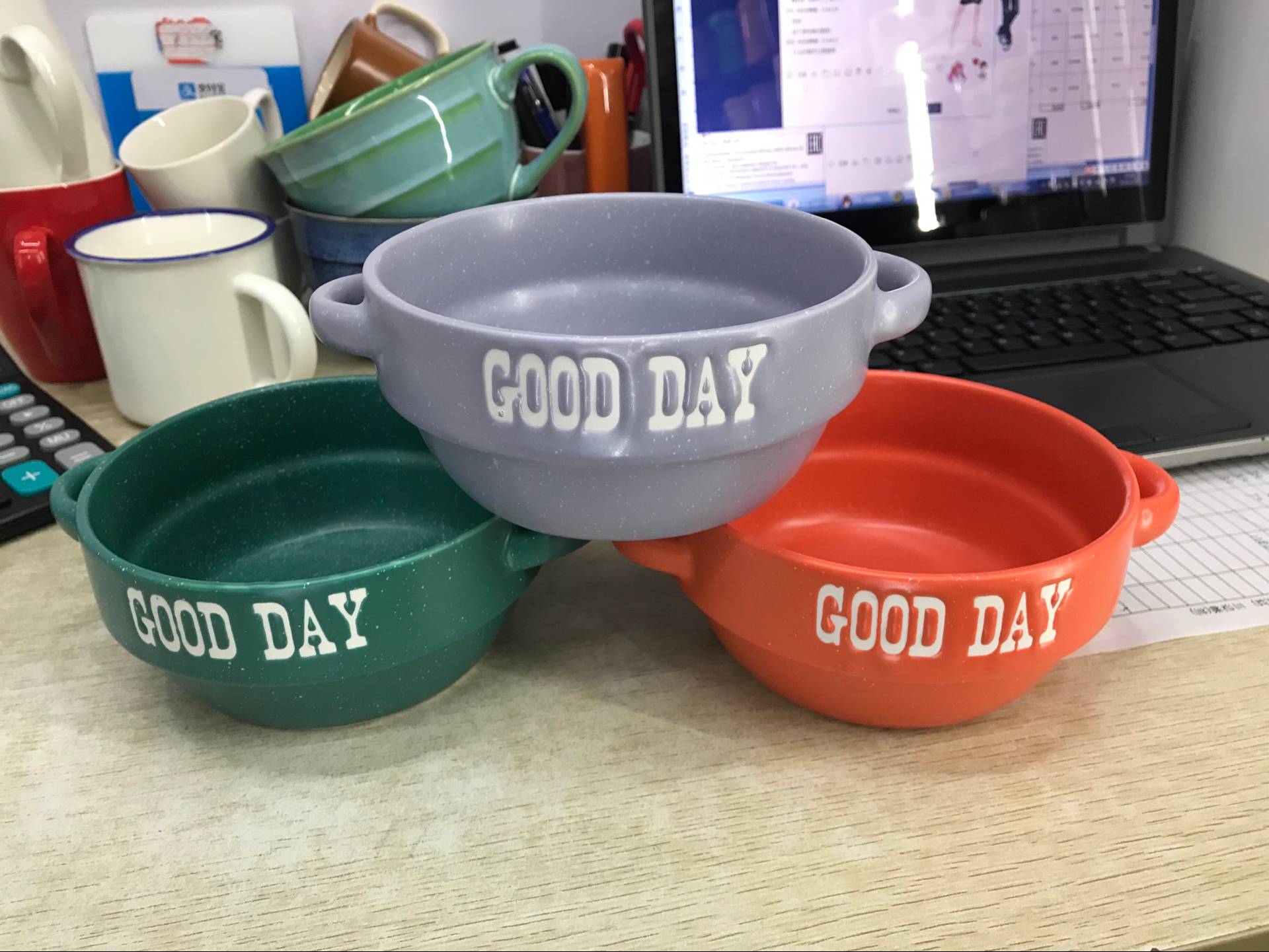 BOB-102 5.5寸骨瓷双耳碗14X6.5CM