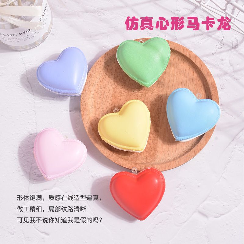 跨境热销爱心马卡龙色仿真蛋糕pu慢回弹拍照摄影道具摆件儿童玩具详情图1