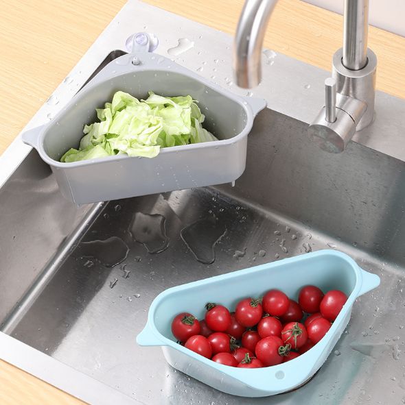 Kitchen sink draining basket Triangle plastic shelf vegetable and fruit basket with sucker shelf