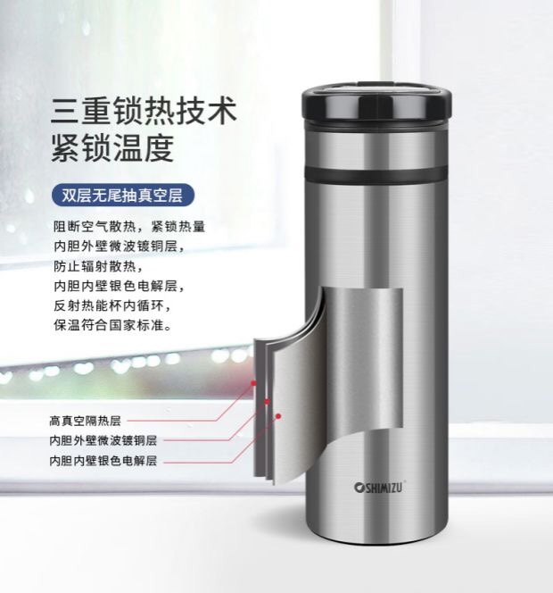 上海清水SM-6991-042 420ml 304不锈钢带提环便携办公车载保温杯产品图