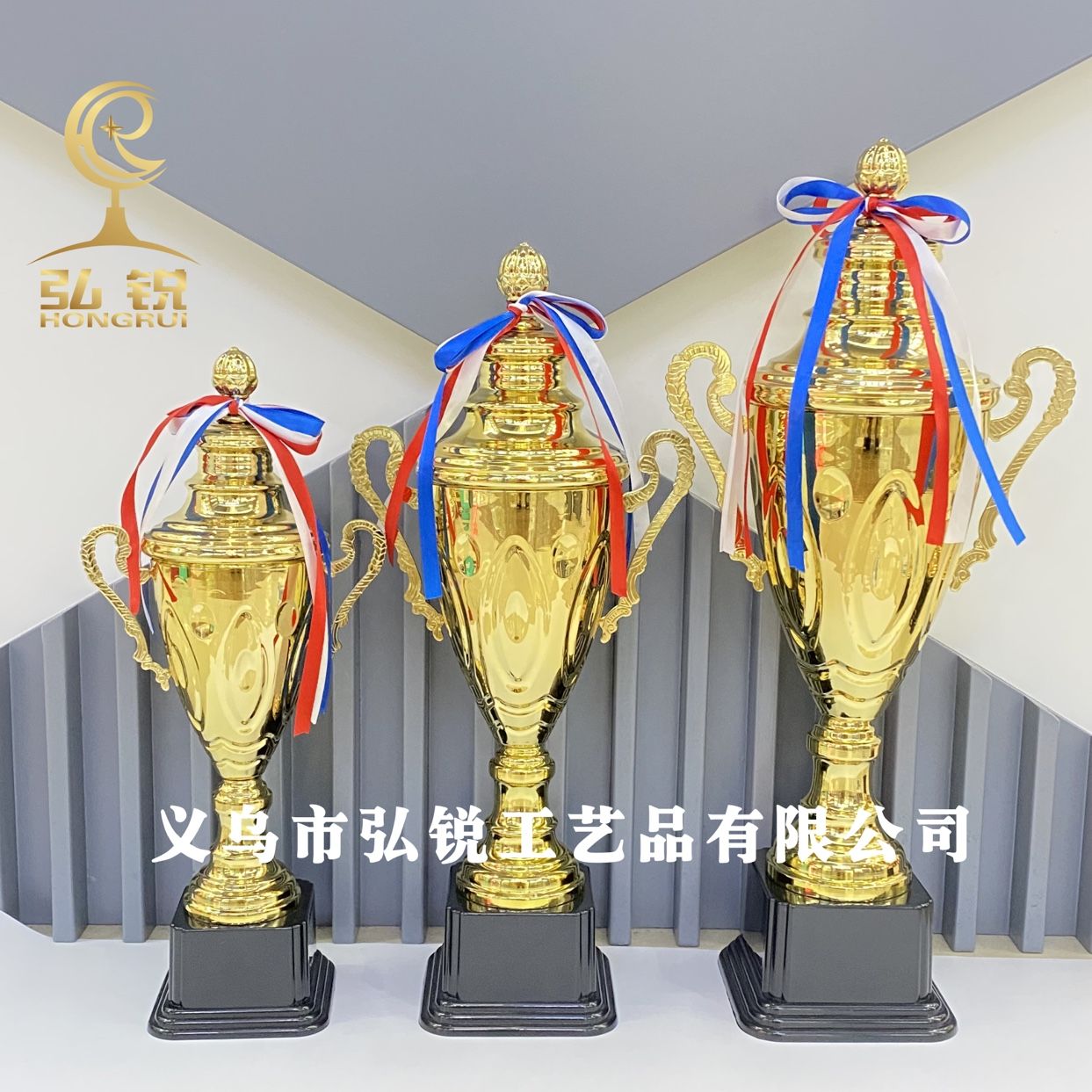 The new HR1903D metal trophy and medal, measuring 10*40CM, can be creatively customized for awarding in various sports events detail image 2