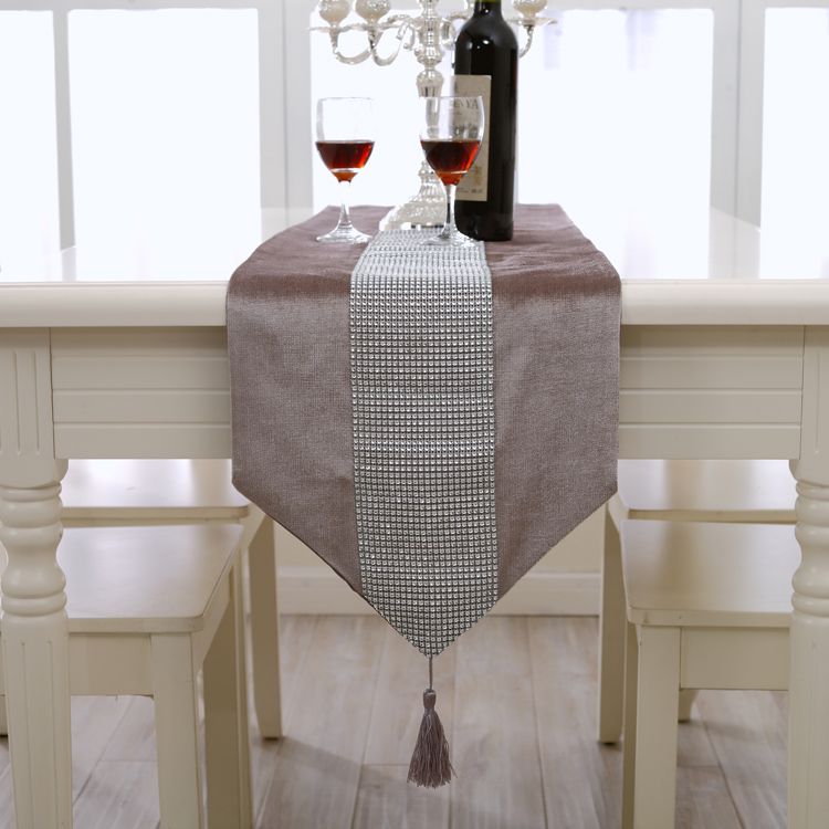Table flag, coffee table cloth, dining table decoration, long strip cloth, European style, fashionable and grand, modern and simple, table mat, diamond-encrusted tablecloth, bed flag detail image 1