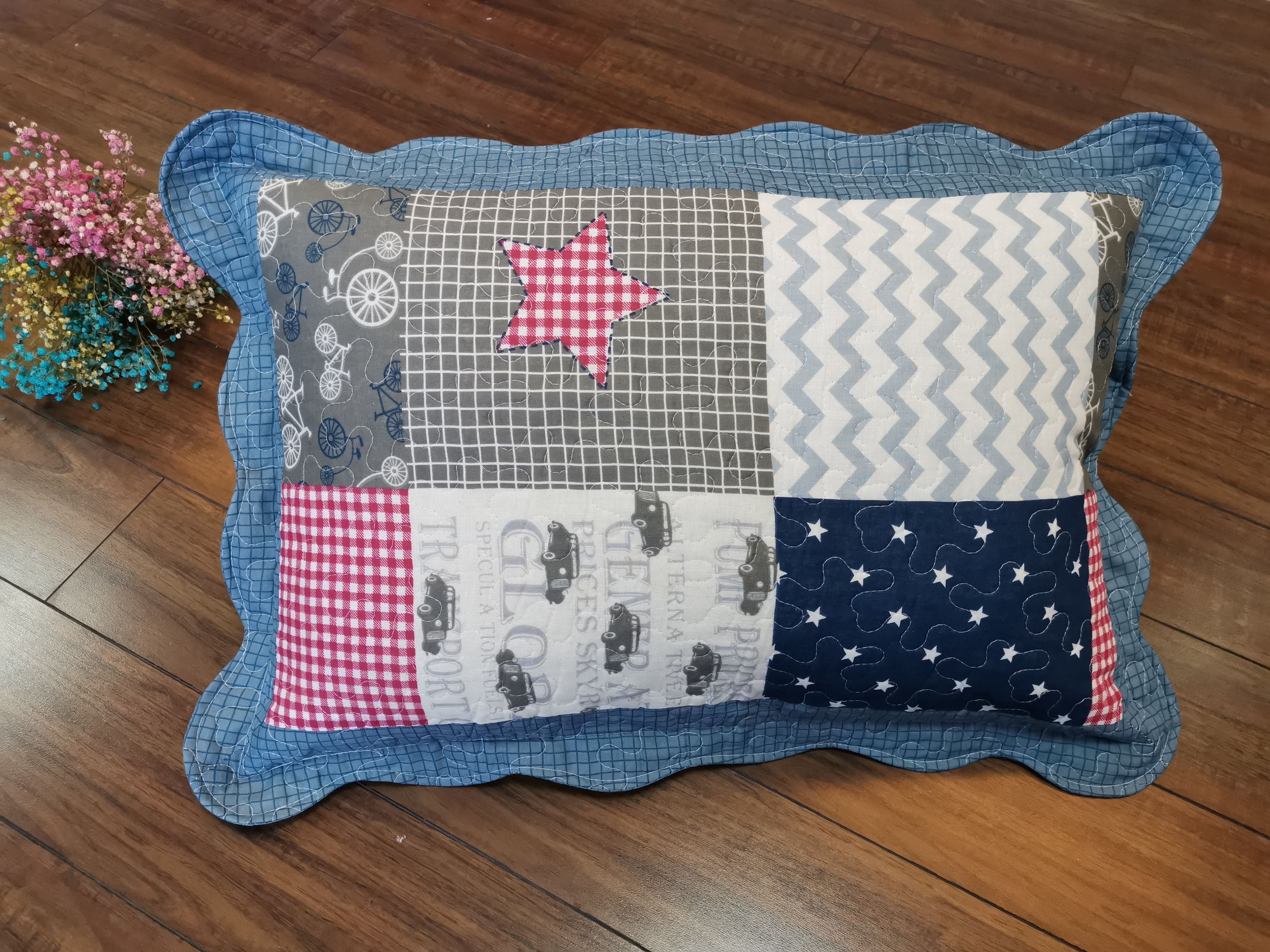 All-cotton quilted pillowcase, pure cotton printed 40*60 pillowcase, single student dormitory detail image 4