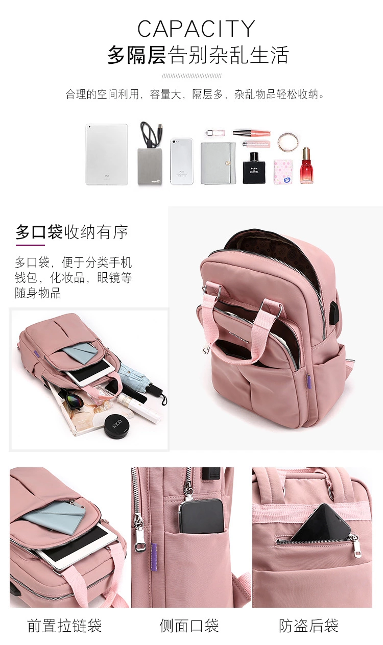 New casual backpack for ladies, USB charging backpack, computer bag, large capacity, college style travel backpack Application Scenario