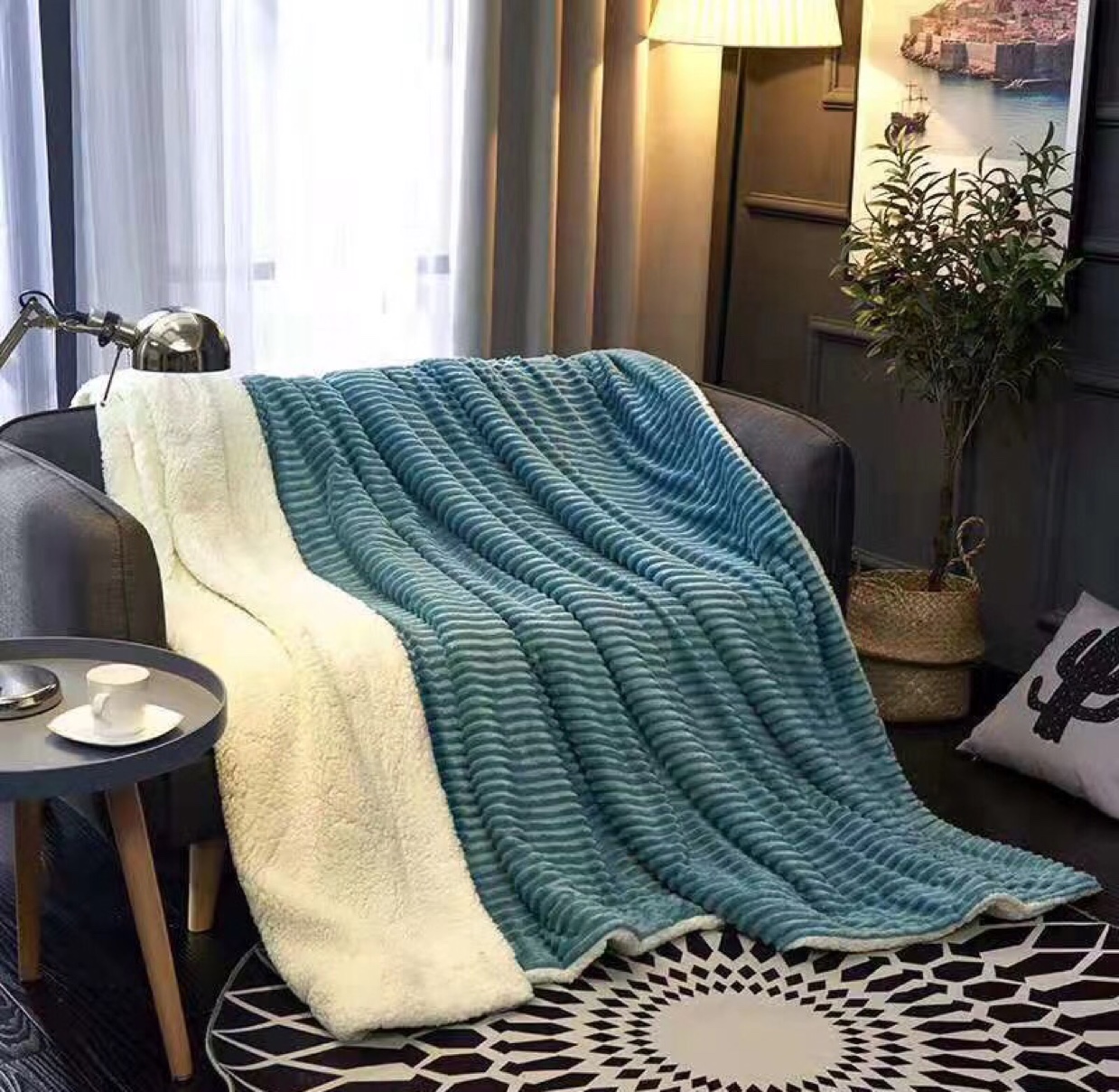 羊糕绒200x230cm，素色抽条，颜色齐全，价格美丽