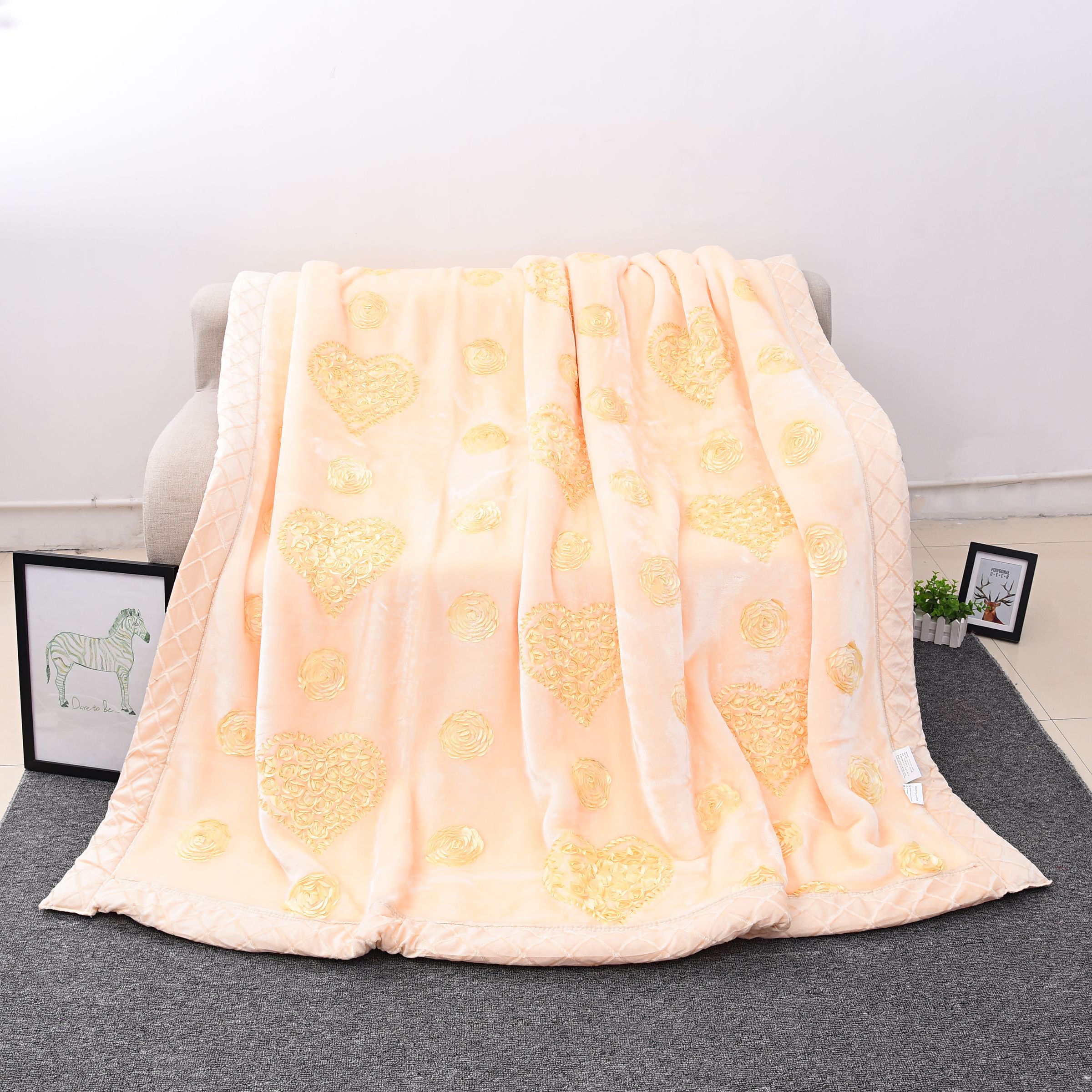 家丽百合6D新款绣花毛毯床上用品 厂家直销详情图7