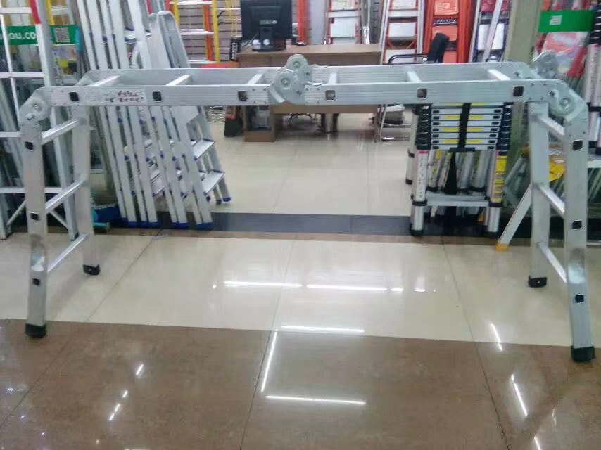 厂家直销，铝合金梯，家用梯，多功能梯，人字梯，单梯，两用梯3.7m详情图6