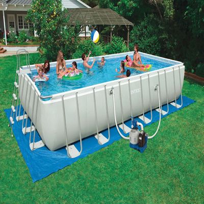 INTEX 26356 Square tube frame water pool, large family frame swimming pool, bathing pool, fish farming and fishing pool details Picture