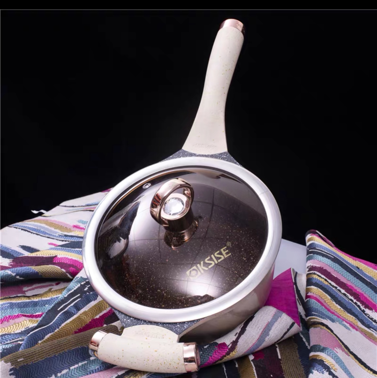20cm diamond milk pan non-stick marble malt stone thumbnail