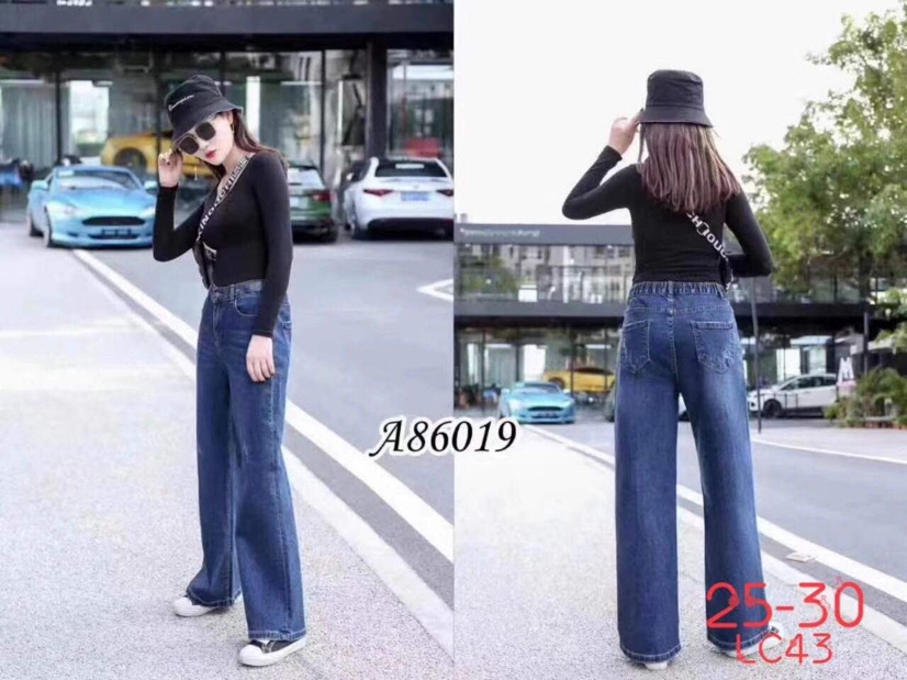 High waist jeans for women in autumn and winter loose and slim straight tube wide leg pants hyun Style dark blue mop pants 1 thumbnail