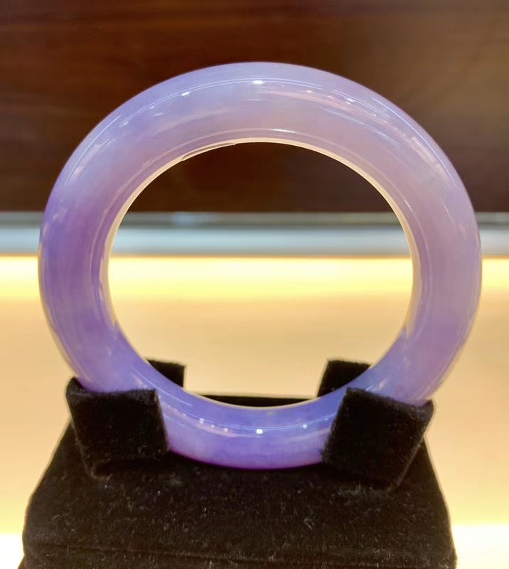 The violet round strip bracelet, Myanmar natural jade, goods A ring mouth size 54.7mm round strip size 12.59mm thumbnail