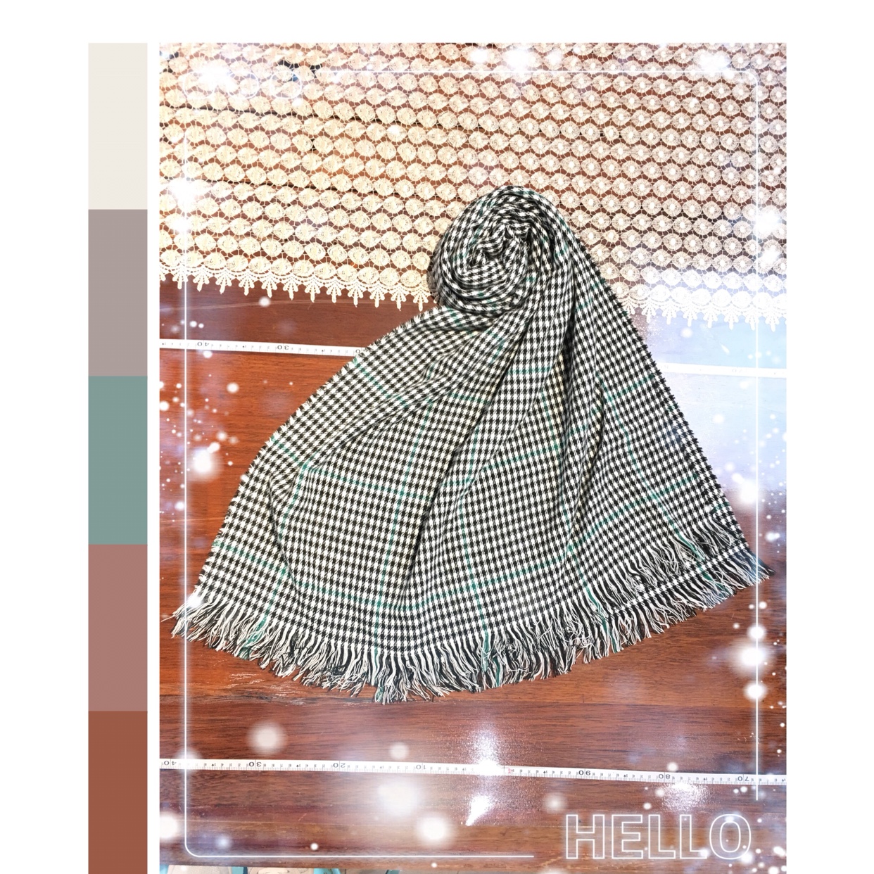 Black and white scarf with virtual scarf shawl