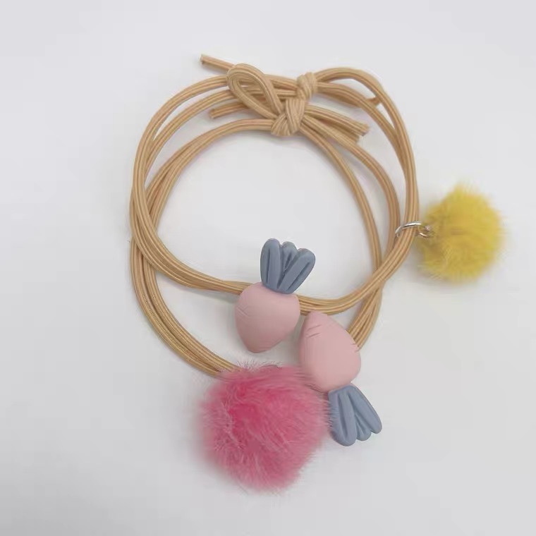 Korean children's rubber bands, pom-poms, vegetable hair ties, kids' hair ties, cute baby girls' cartoon hair bands and hair accessories
