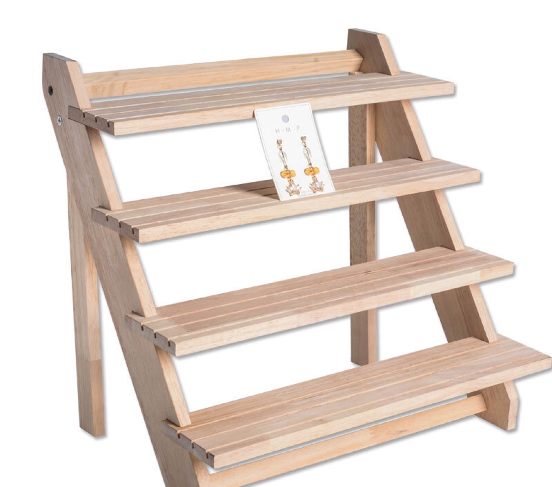 实木阶梯耳饰架耳环展示架耳钉陈列架卡槽戒指展示架收纳架首饰架