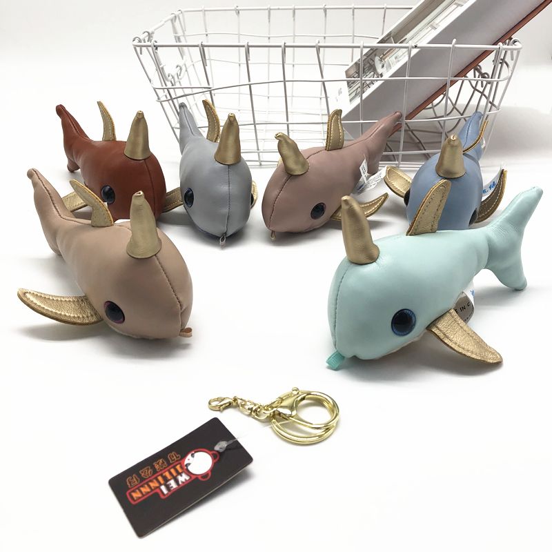 pu leather Pipi shark plush toy keychain shark pendant wedding shower doll birthday gift