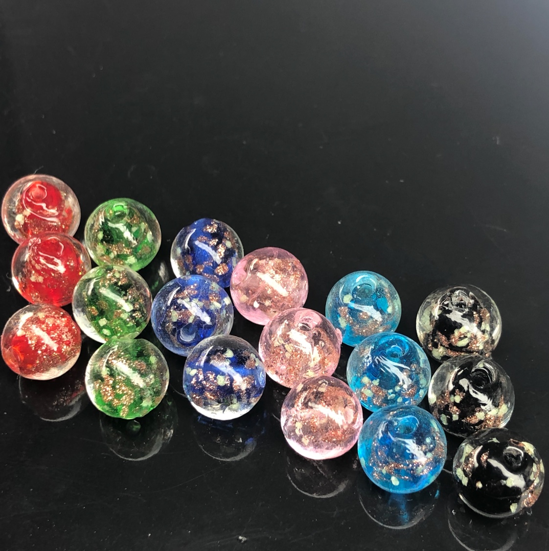 夜光金沙琉璃珠子 diy手工饰品配件手串项链发簪隔珠发光散珠材料