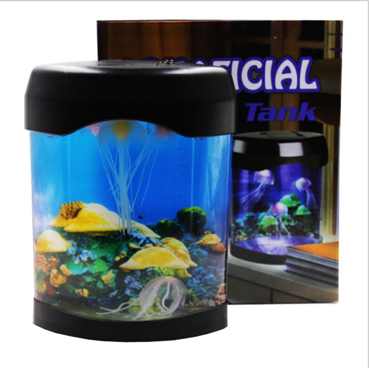Yiwu quality small fish tank, acrylic colorful color-changing jellyfish lamp, desktop ornamental fish, battery USB aquarium Application Scenario