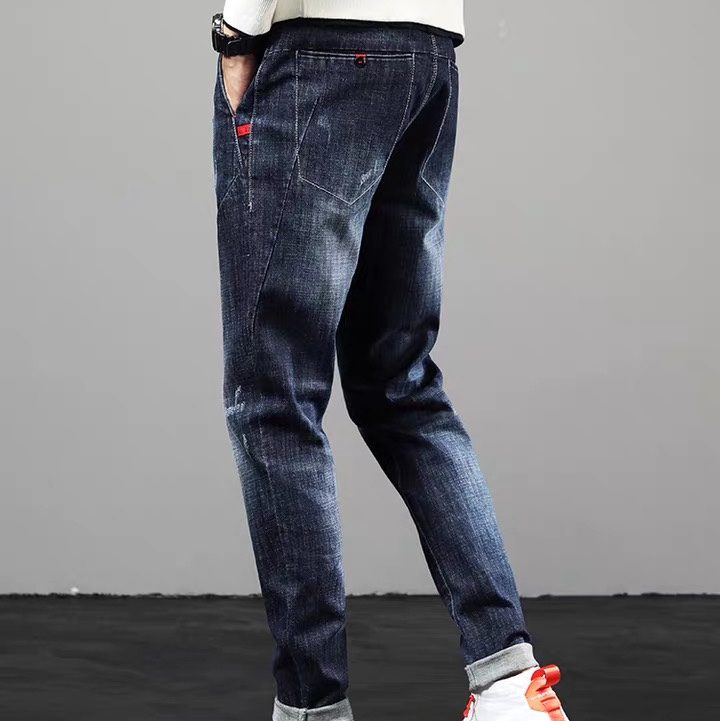 Hot style high stretch jeans in autumn 2020 popular logo slim-fit short trousers for men summer casual long trousers for men 44 thumbnail