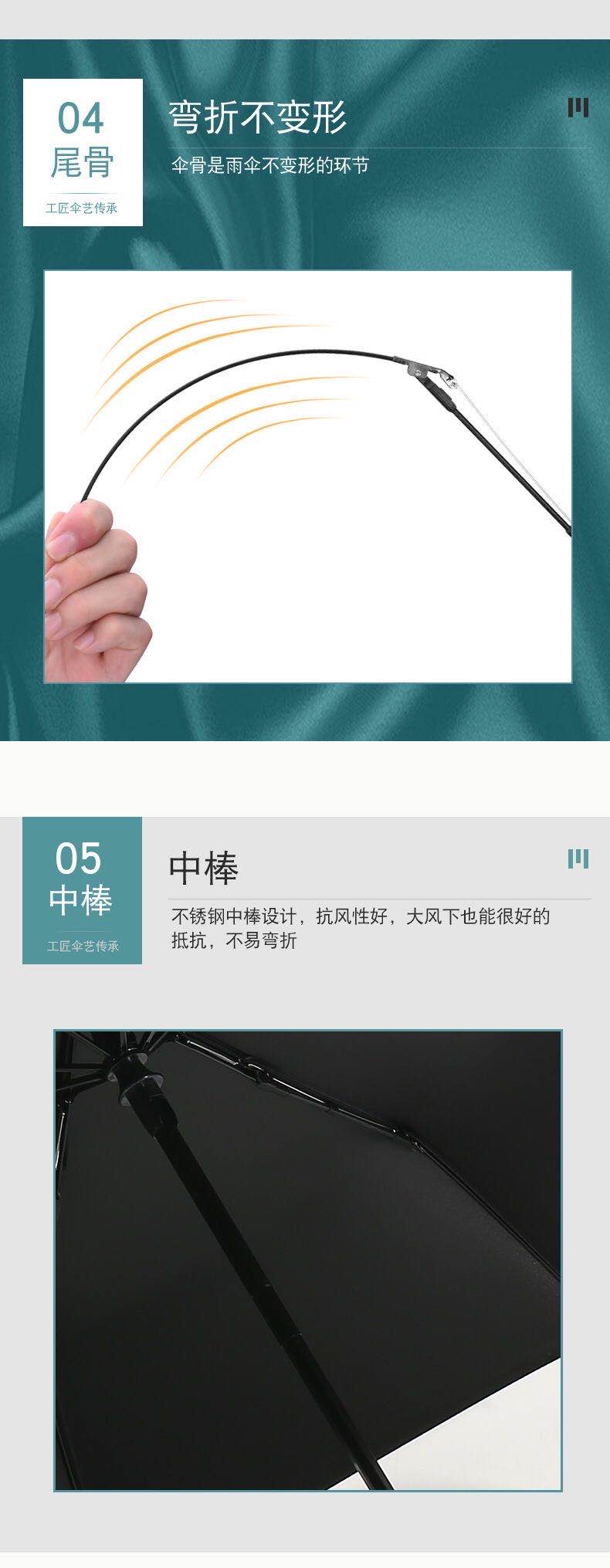 新款全自动素色黑胶晴雨伞折叠三折伞定制广告logo防晒遮阳详情图3