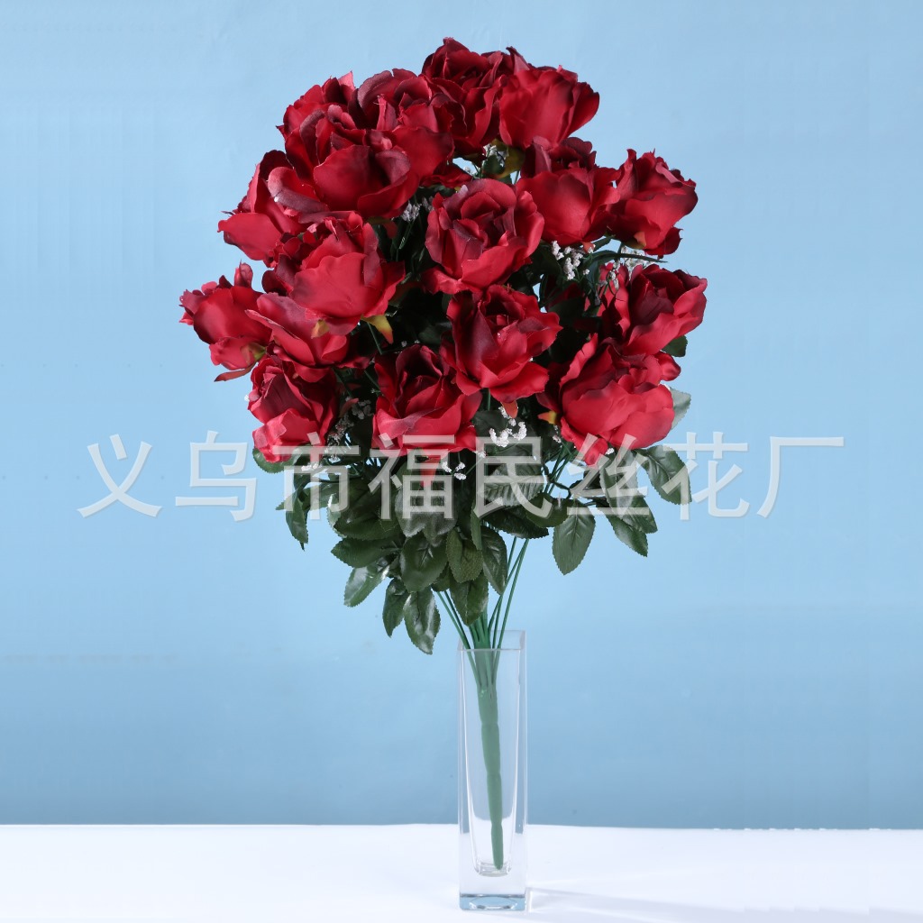 Fumin Si Hua produces high-end artificial flowers, including 24-head pink champagne roses, Valentine's Day artificial roses, and artificial wedding bouquets. Factory direct sales undefined