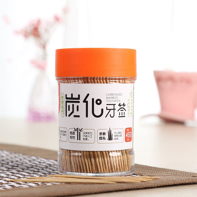 HUILONG一次性家用双头便携式竹牙签尖细酒店餐厅竹子水果量贩装图