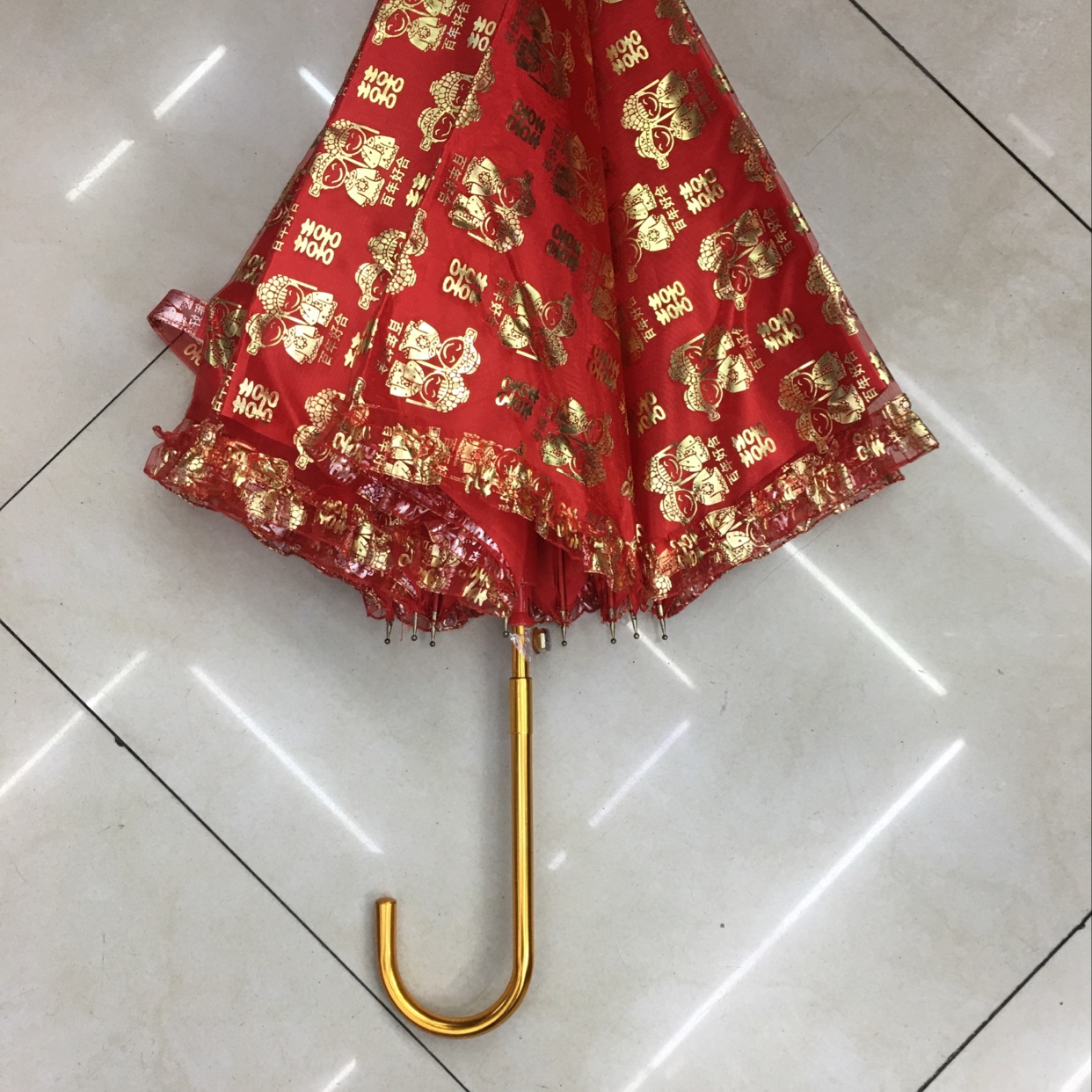 National Trend 58 cm Double-layer red fiber bridal umbrella undefined