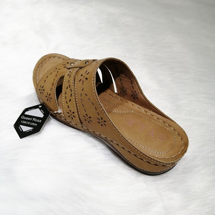 New design hot sell PU wedge slipper shoes详情图4