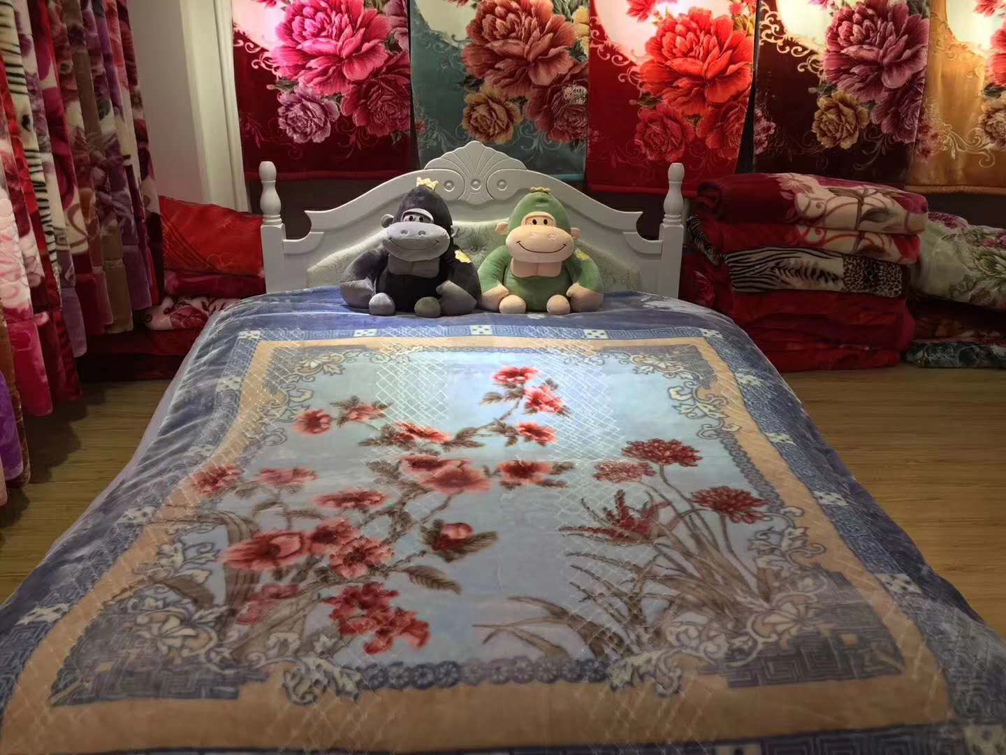 大气高端牡丹玫瑰花卉高级纤维超柔云细毯200*230blanket详情1
