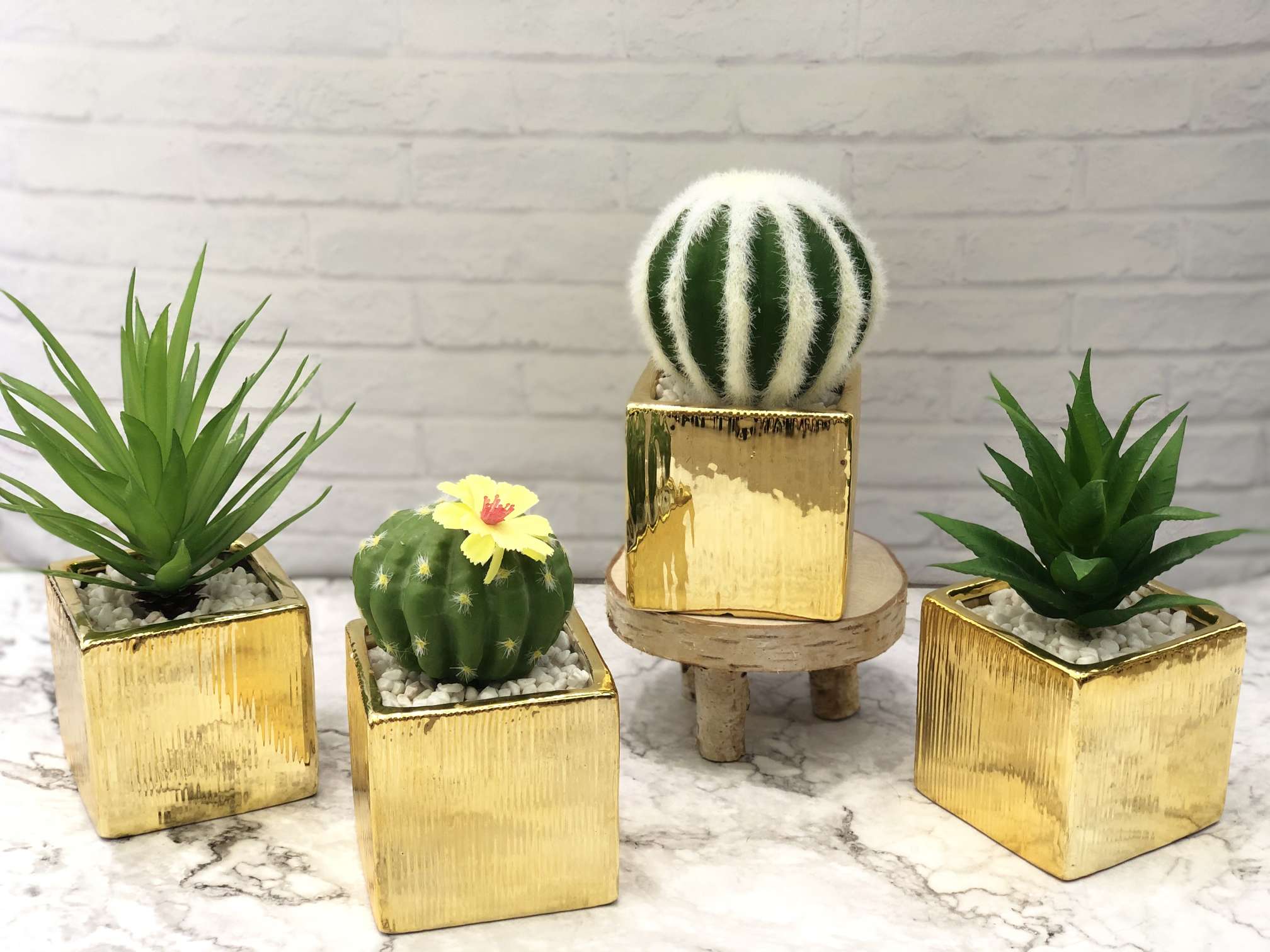 Hanlv simulation succulent plant potted plants, ceramic gold-plated creative succulent potted plants, a bestseller in foreign trade details Picture