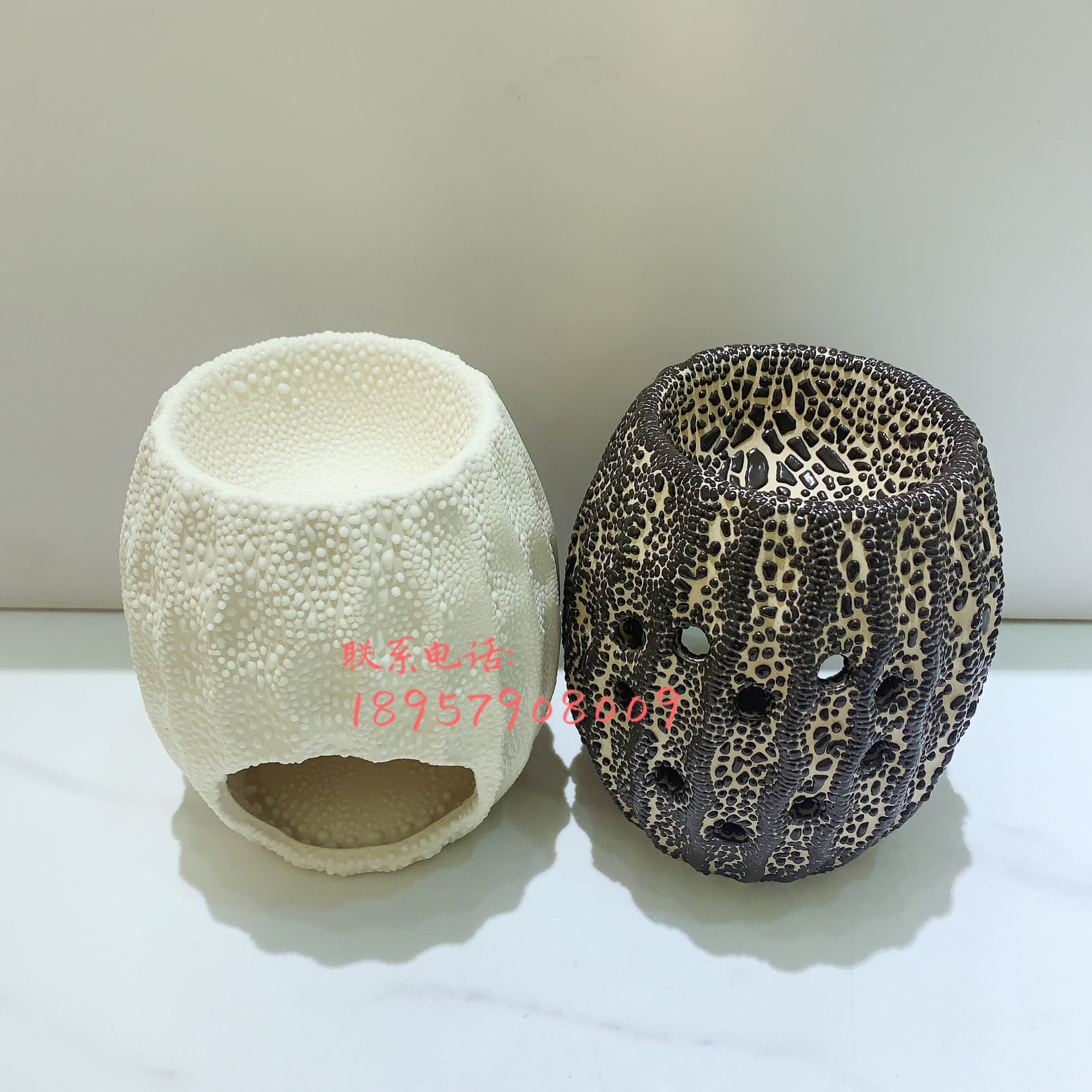 黑色系麻点陶瓷精油蜡烛熏香炉细节图