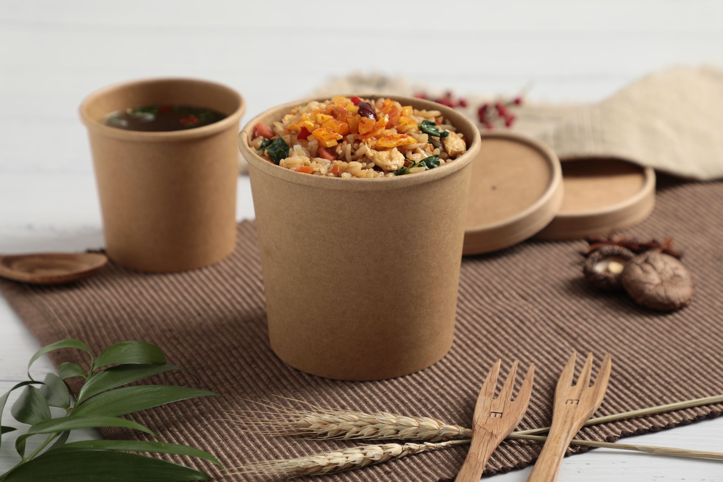 Food Grade Disposable Porridge Bucket Take-Out Box Kraft Paper Soup Bucket Porridge Cup Paper Bowl Soup Cup details Picture