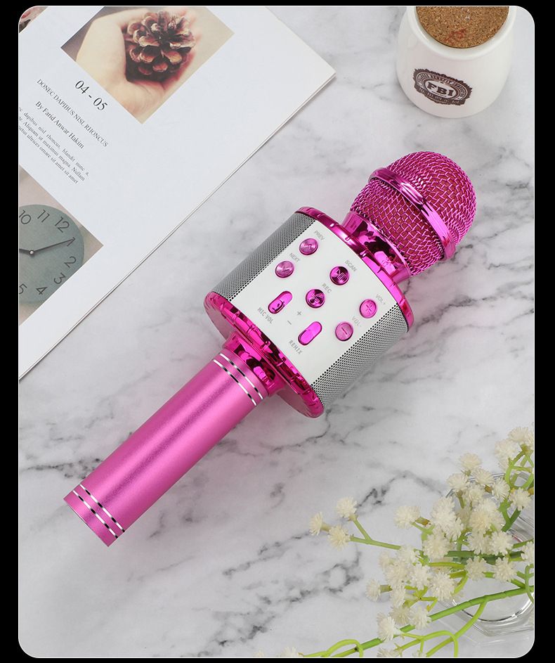 厂家直销858L麦克风带灯话筒 自带音响k歌宝蓝牙无线电容麦克风详情图5