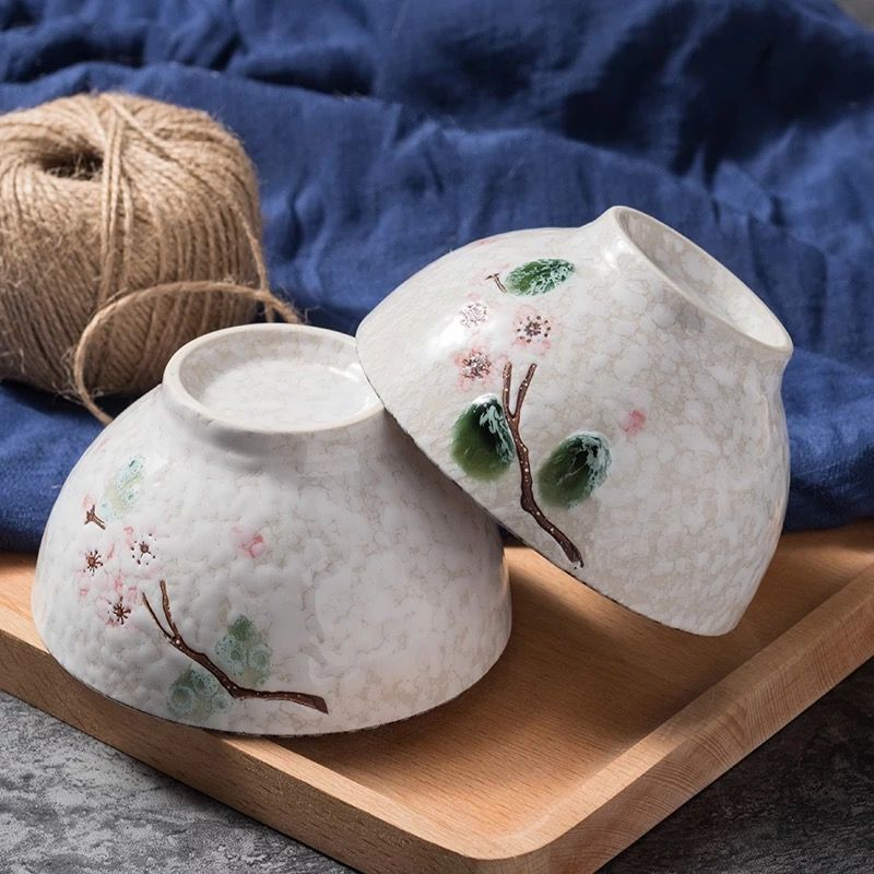 日式雪花釉樱雪系列家用4.5英寸米饭碗餐具套装陶瓷碗详情图2