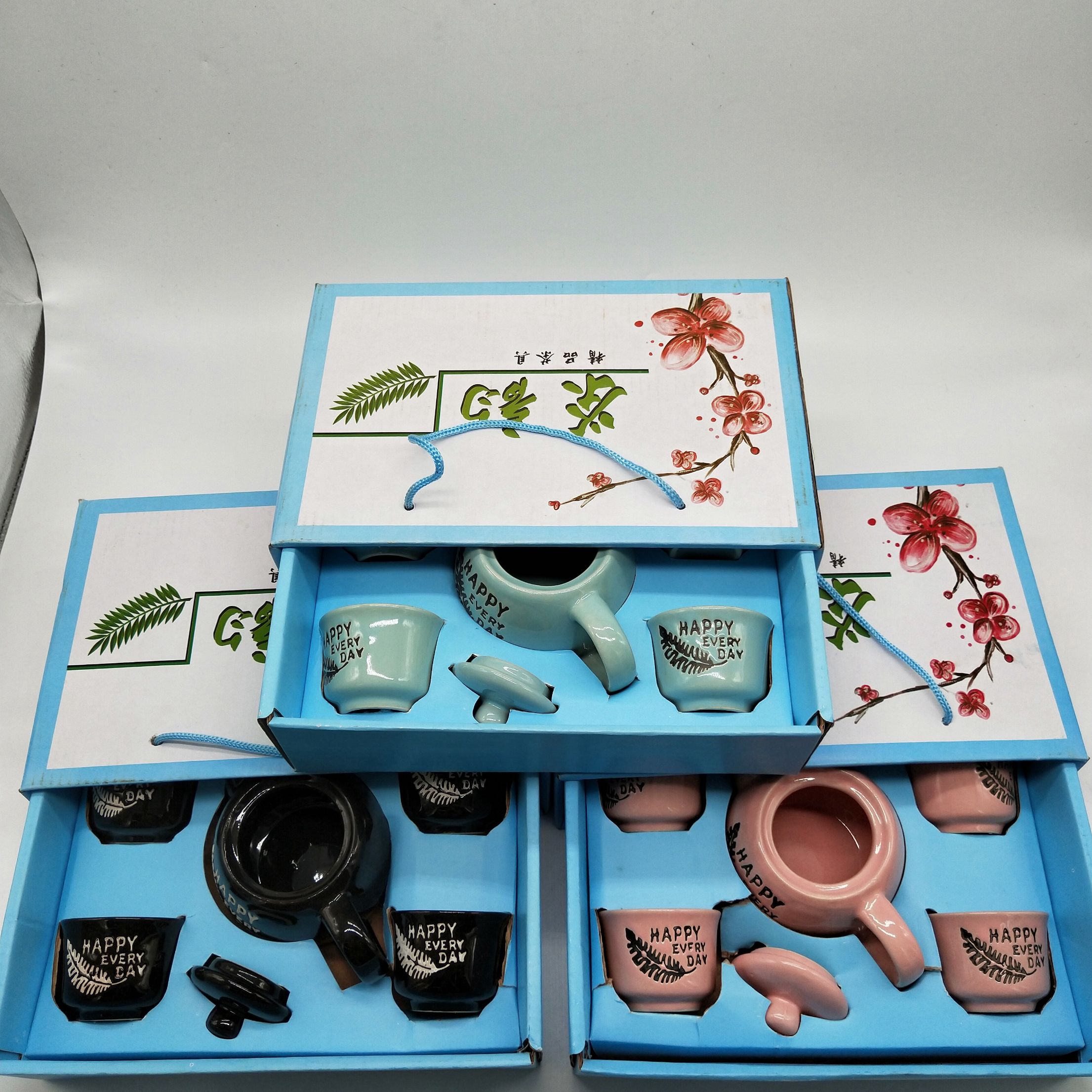 日式手绘壶套装茶具套装创意色釉茶具套装陶瓷礼品茶具详情图1