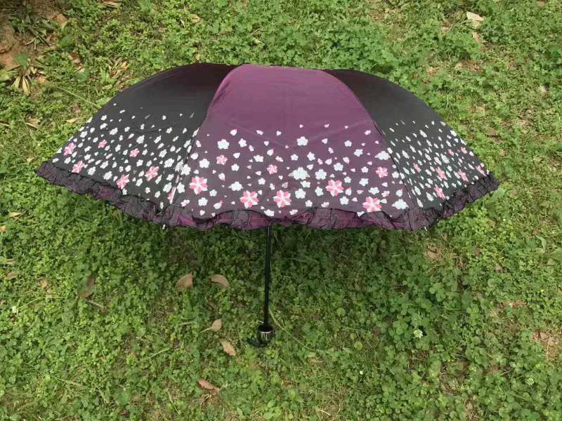 Black rubber lace folding umbrella Specification image