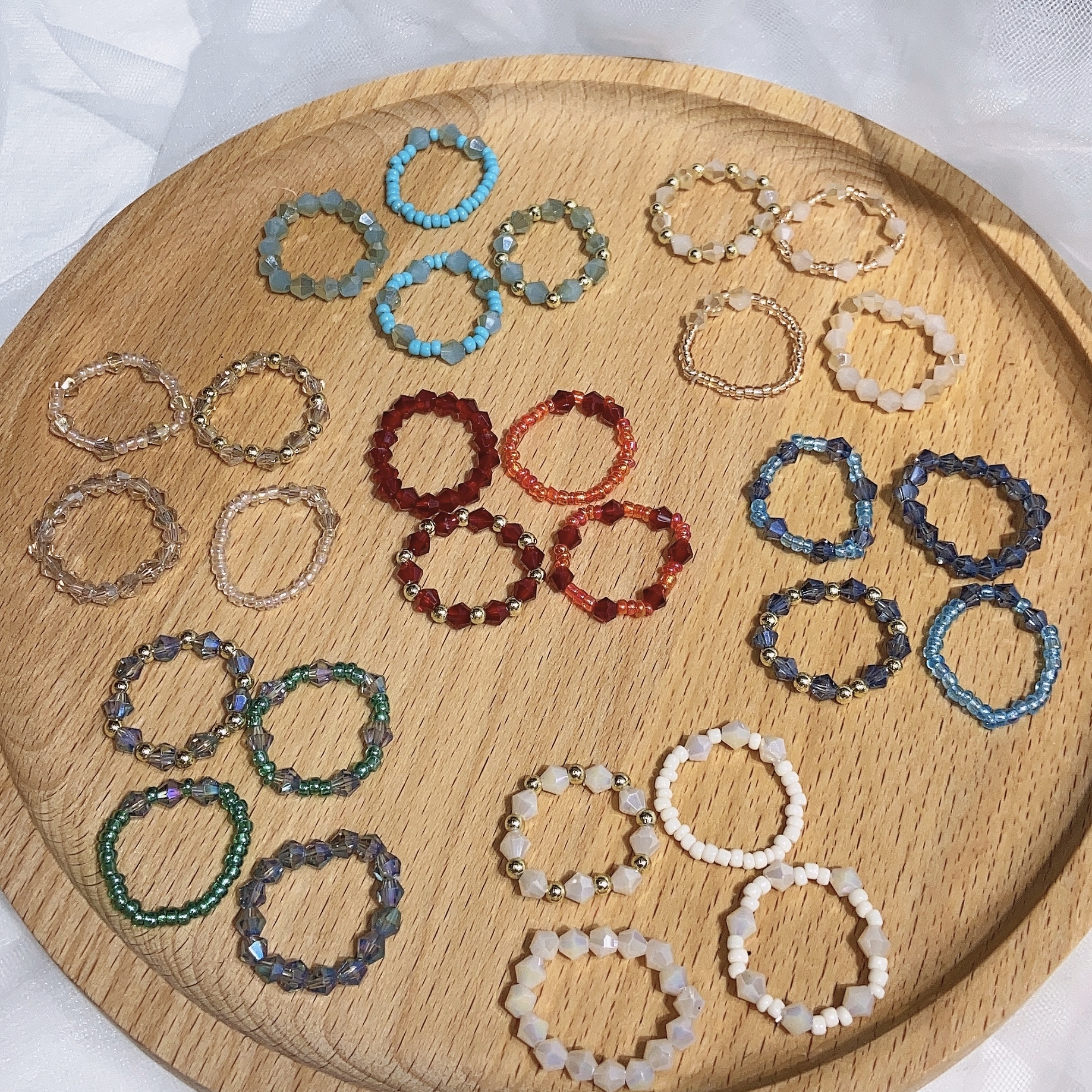Crystal rice bead ring undefined